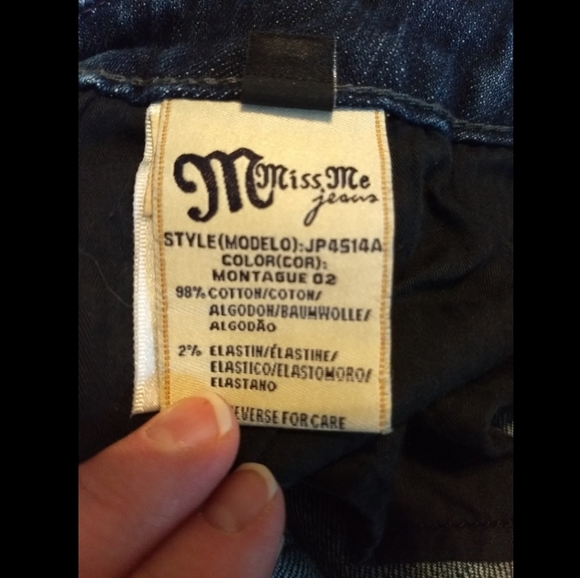 Miss Me 29 Mid-Rise Jeans Black Embellishments & Gray Embroidery - Picture 2 of 9